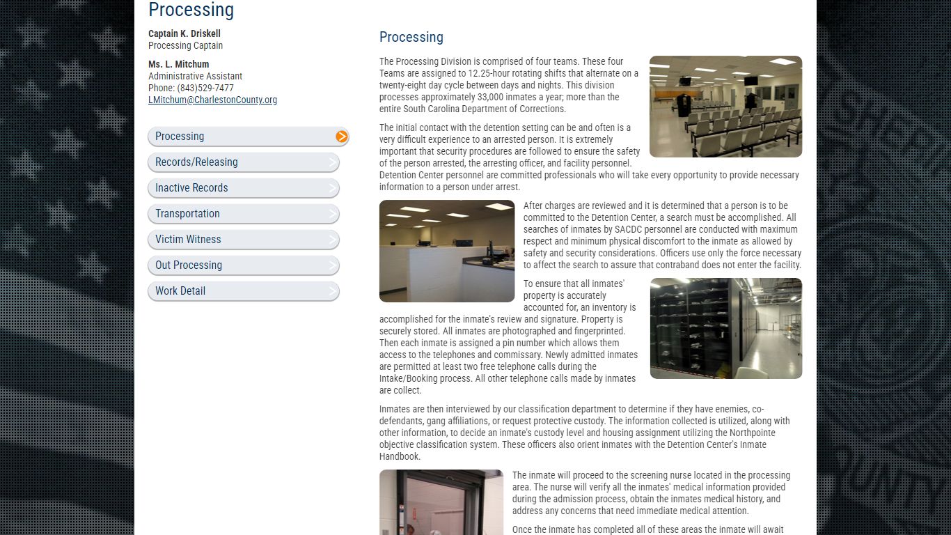Sheriff Al Cannon Detention Center Processing - Charleston County, SC